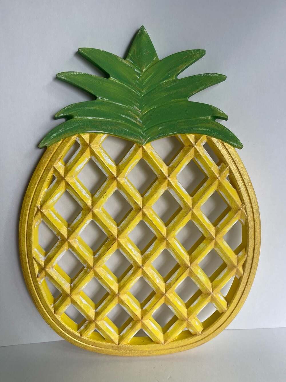 Boston Warehouse Pineapple Wall Decor Yellow Green Wooden Hanging Sign